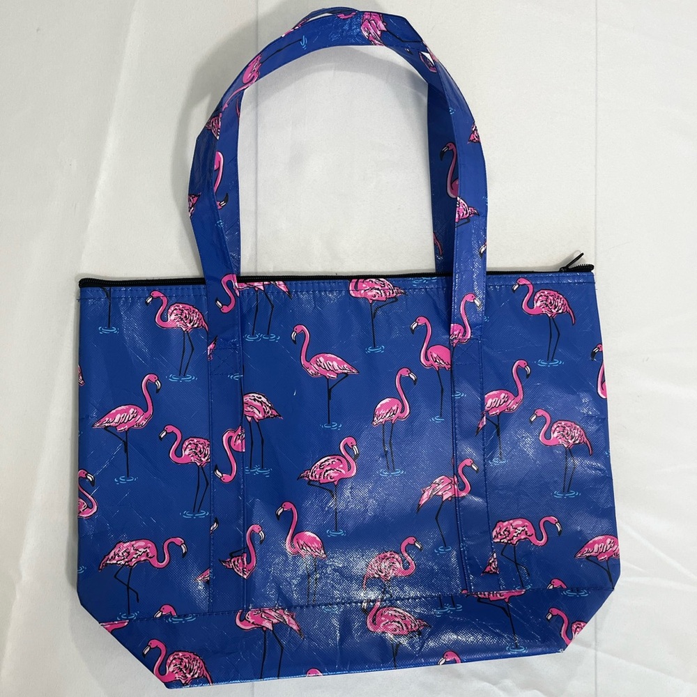 Chubbies Insulated Tote Bag Blue/Pink Flamingo Print - Picture 2 of 8